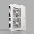 White Modern Air Conditioner Outdoor Unit With Dual Fans Sleek Grille Vertical Design