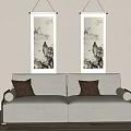 New Chinese-style double sofa 3d model