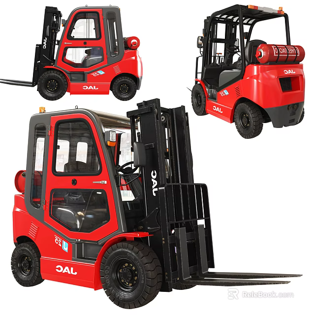 Red JAC Heavy Duty Industrial Forklift Equipment With Multiple Views 3d model