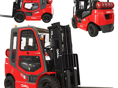 Red JAC Heavy Duty Industrial Forklift Equipment With Multiple Views 3d model