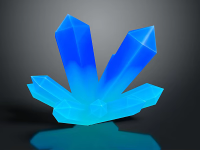 Decorative Ornament Set with Blue Crystal Cluster Shiny Glossy Design for Home Decor 3d model