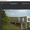 Modern Hotel Building In Natural Setting With Wooden Deck And Water View