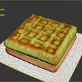 Golden Square Waffles Stacked On White Plate With Crispy Texture And Homemade Style