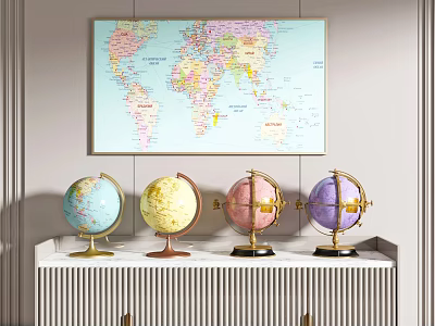 School supplies globe map decorative painting 3d model
