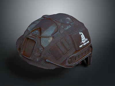 Rusty Combat Helmet As Weapon Featuring Death Row White Logo Design 3d model