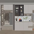 Modern Shoe Cabinet Interior Design With Bench Display Shelves And Storage Space 3d model