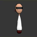 Cartoon Man Figure With White Shirt Black Tie Red Pipe And Standing Pose On Gray Background