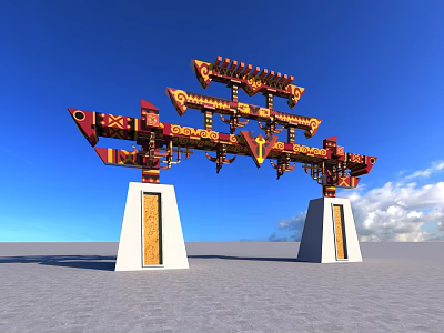 Ethnic style memorial arch Yi memorial arch 3d model