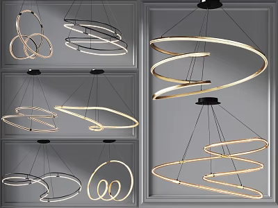 Contemporary Abstract Pendant Lights With Spiral Circular Design And LED Illumination 3d model