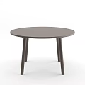 Modern Round Wooden Dining Table Set With Four Gray Upholstered Chairs 3d model