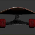 Black Skateboard With Red Wheels And Brown Edges On Dark Background 3d model