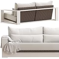 Modern Sofa Design Featuring White Frame Light Gray Cushions And Dark Woven Details 3d model