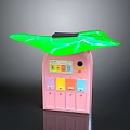 Pink Kids Storage Cabinet With Leaf Shaped Top Colorful Buttons And Coin Slot