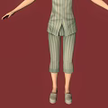 3D Character In Striped Pajamas With Arms Outstretched Standing On Red Background