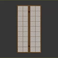 Traditional Wooden Shoji Screen with Grid Design and White Panels for Home Decor