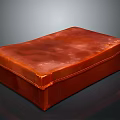 Rectangular Classic Brown Leather Storage Box With Stitched Edges And Smooth Surface