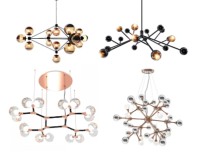 Modern Contemporary Chandelier Lighting Design With Glass Balls And Metallic Frames 3d model