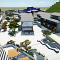 Scenic Commercial Street Architectural Design With Outdoor Dining Areas And Pedestrian Walkways