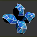 Blue Stone Crystal With Multi Faceted Shiny Surface And Black Background Reflection 3d model