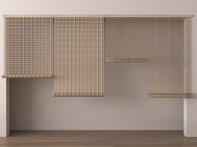 Natural Wood Blinds With Vertical And Horizontal Slat Designs For Home Interior Walls 3d model