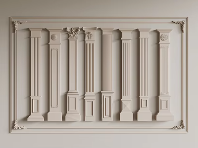 Elegant Classical Decorative Columns With Various Carved Styles Arranged In Frame For Interior Design 3d model