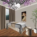 Stylish Bright Beauty Nail Salon Interior With Romantic Cherry Blossom Ceiling Decor And Cozy Workstations