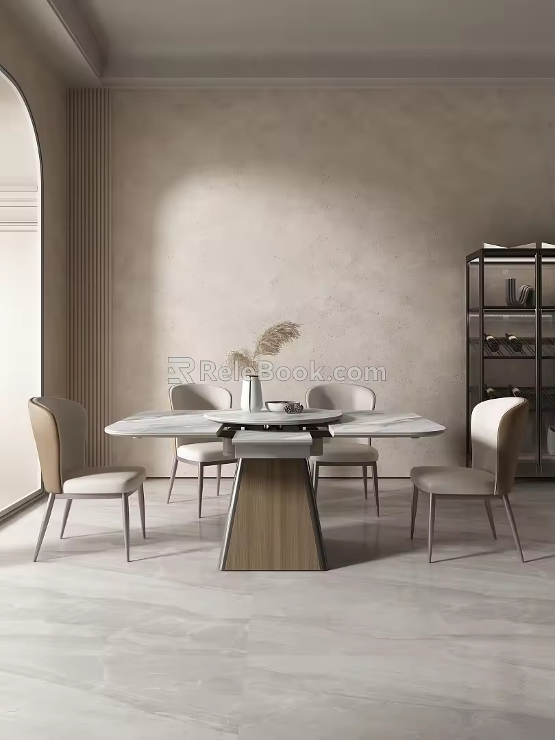 Middle Ancient Quiet Dining Table Rock Plate Dining Table Solid Wood Dining Table Folding Dining Table Marble Dining Table Long Dining Table 3d model