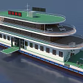 Large Multi deck Passenger Ship With Modern Structure On Water