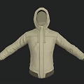 Beige Hooded Jacket With Zipper Closure And Side Pockets For Casual Wear