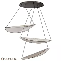 Modern White Chandelier With Hanging Disc Shaped Elements And Minimalist Design 3d model
