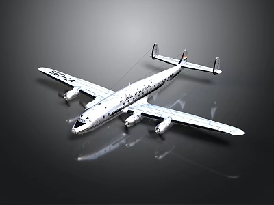 Detailed White Airplane Model With Titanic Text Clear Wing Tail Structure And Black Reflective Background 3d model