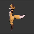 Anthropomorphic Fox 3D Model With Orange Fur Blue Eyes Standing Pose Arms Outstretched