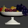 Fresh Mixed Fruits in a White Bowl with Bananas Apples Plums Grapes and Pears