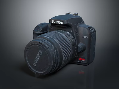 Canon EOS Rebel Black DSLR Camera With Lens Cap And Body Design 3d model