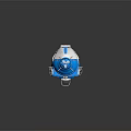 Blue And White Spacecraft With Circular Window Solar Panel And Thruster For Space Exploration