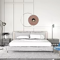 Modern background double bed simple bedding combination 3d model