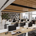 Modern Public Office Space Interior With Open Layout Glass Partitions And Comfortable Seating 3d model