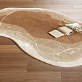 Irregular Shaped Area Rug On Wooden Floor With Open Book