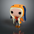 Cartoon Woman With Long Blonde Hair Orange Coat Blue Ears Black Eyes And Brown Shoes