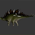 Green Stegosaurus Dinosaur 3D Model With Back Plates And Tail Spikes 3d model