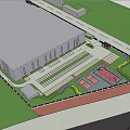 Modern Road Infrastructure With Circular Flower Beds Parking Area And Greenery At Commercial Building