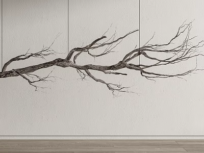 Wall Mounted Natural Branch Sculpture Art Piece With Detailed Textured Design 3d model