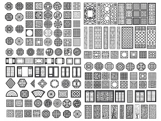 New Chinese Style Openwork Window Carved Corner Flower Corner Carved Pane Window Partition 3d model