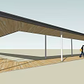 Modern Outdoor Pergola With Black Roof White Columns And Wooden Floor