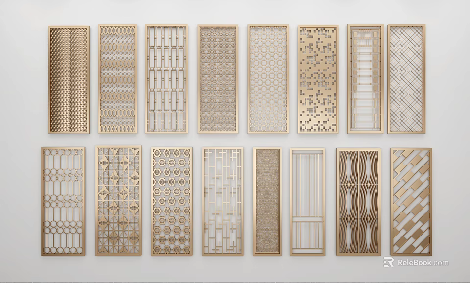 Elegant Room Dividers With Multiple Intricate Laser Cut Patterns For Home Decor 3d model 
