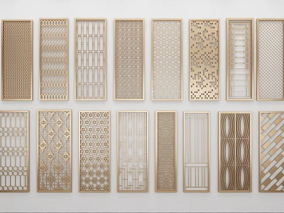Elegant Room Dividers With Multiple Intricate Laser Cut Patterns For Home Decor 3d model