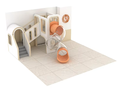 Indoor Playground Equipment For Kids With Slide Stairs And Safe Fun Structure 3d model