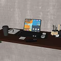 Modern Laptop Setup On Wooden Shelf With Coffee Cup Notebook Smartphone Mouse And Keyboard