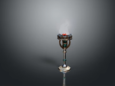 Sports Equipment Torch In Burning State With Metal Base And Flaming Top 3d model
