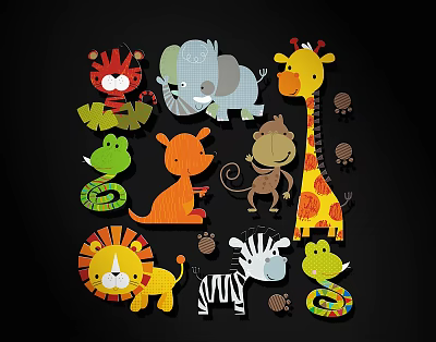 Cartoon Animal Silhouette Modern Animal Silhouette 3d model